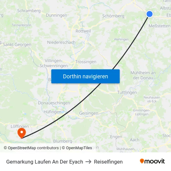 Gemarkung Laufen An Der Eyach to Reiselfingen map