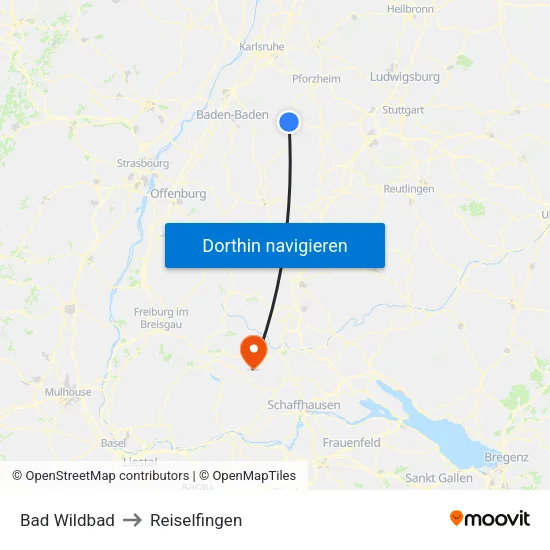 Bad Wildbad to Reiselfingen map