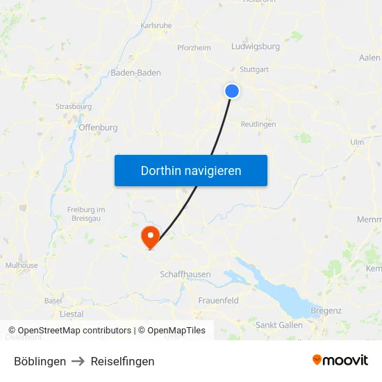 Böblingen to Reiselfingen map