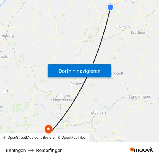 Ehningen to Reiselfingen map