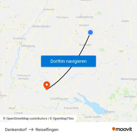 Denkendorf to Reiselfingen map