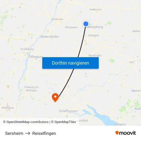 Sersheim to Reiselfingen map