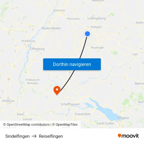 Sindelfingen to Reiselfingen map