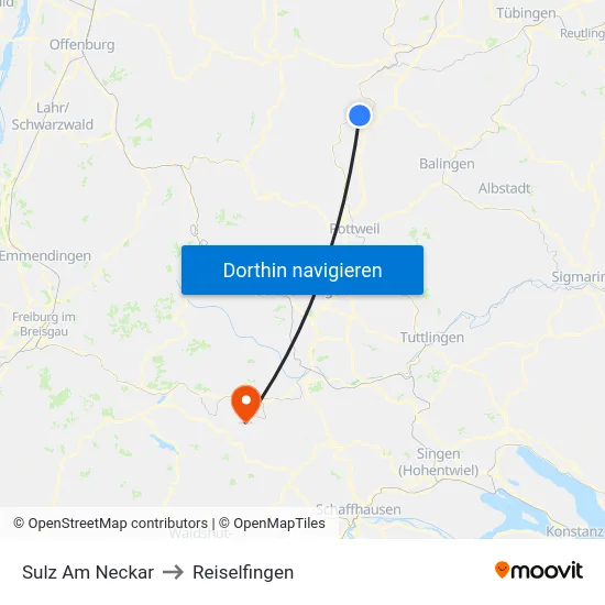 Sulz Am Neckar to Reiselfingen map