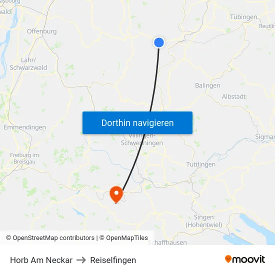 Horb Am Neckar to Reiselfingen map