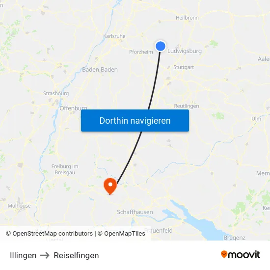 Illingen to Reiselfingen map