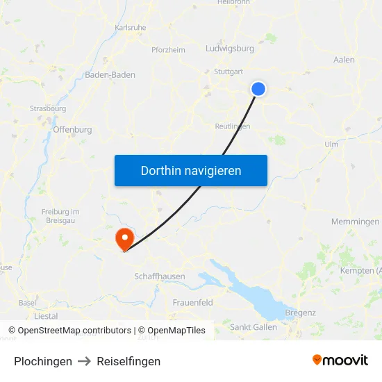 Plochingen to Reiselfingen map