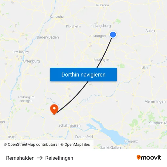 Remshalden to Reiselfingen map