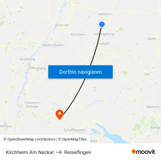 Kirchheim Am Neckar to Reiselfingen map