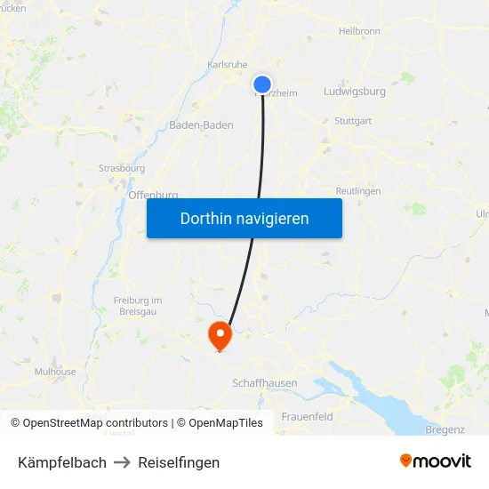 Kämpfelbach to Reiselfingen map