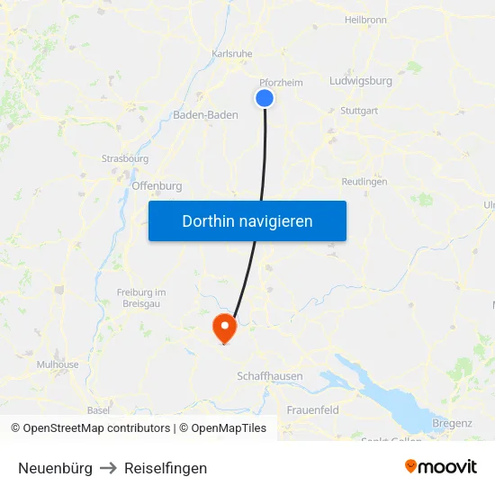 Neuenbürg to Reiselfingen map