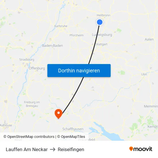 Lauffen Am Neckar to Reiselfingen map
