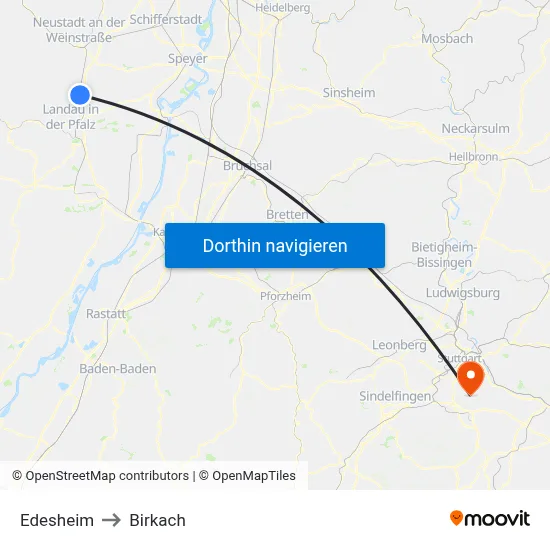 Edesheim to Birkach map