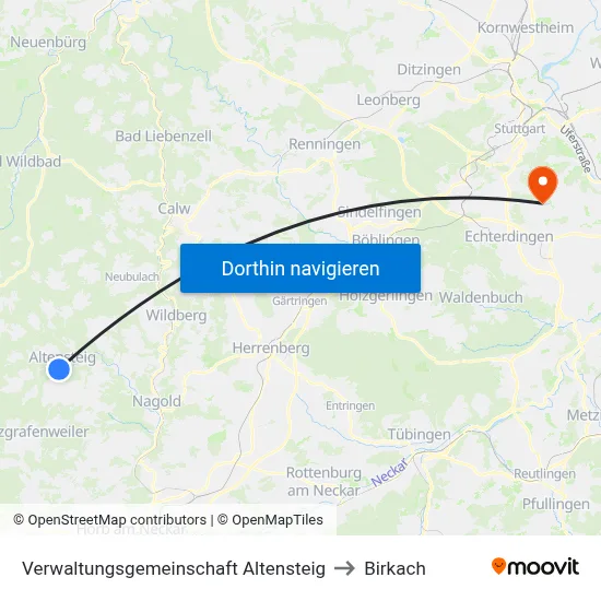 Verwaltungsgemeinschaft Altensteig to Birkach map