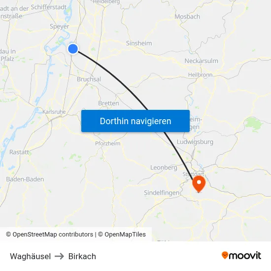 Waghäusel to Birkach map
