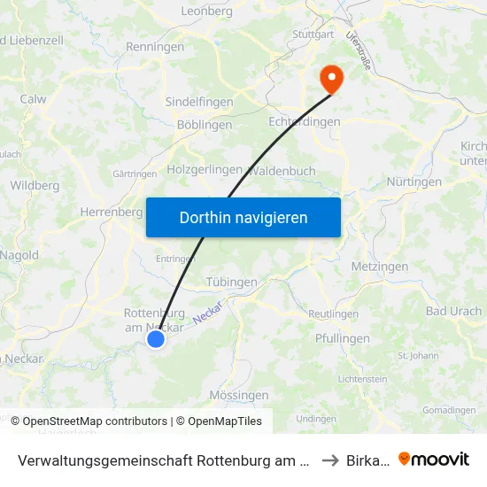Verwaltungsgemeinschaft Rottenburg am Neckar to Birkach map