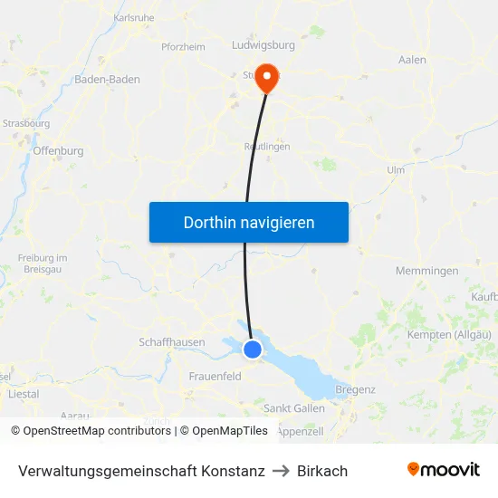 Verwaltungsgemeinschaft Konstanz to Birkach map