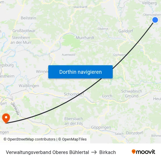 Verwaltungsverband Oberes Bühlertal to Birkach map