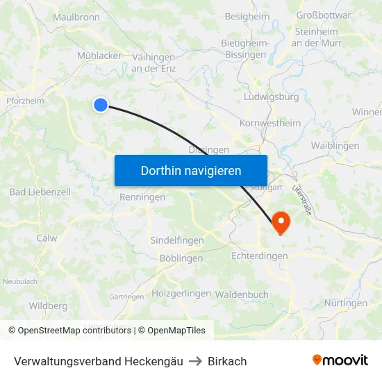 Verwaltungsverband Heckengäu to Birkach map