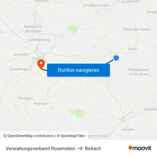 Verwaltungsverband Rosenstein to Birkach map