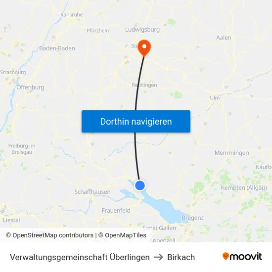 Verwaltungsgemeinschaft Überlingen to Birkach map
