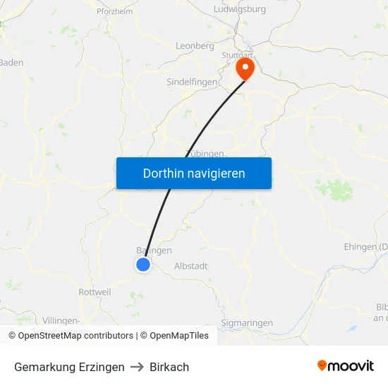 Gemarkung Erzingen to Birkach map