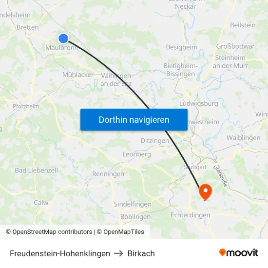 Freudenstein-Hohenklingen to Birkach map
