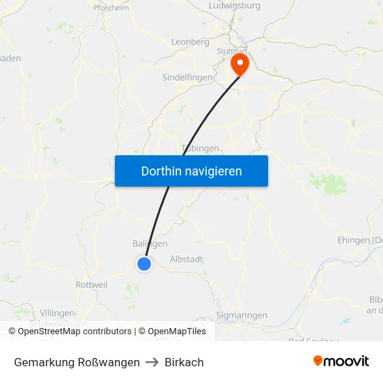Gemarkung Roßwangen to Birkach map