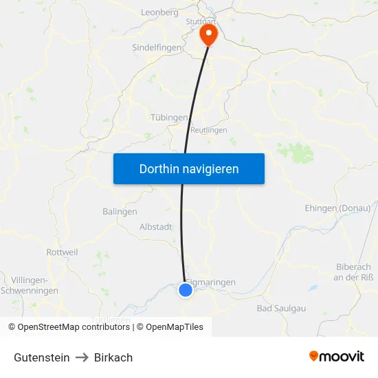 Gutenstein to Birkach map