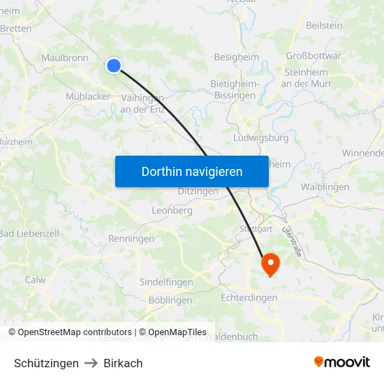 Schützingen to Birkach map