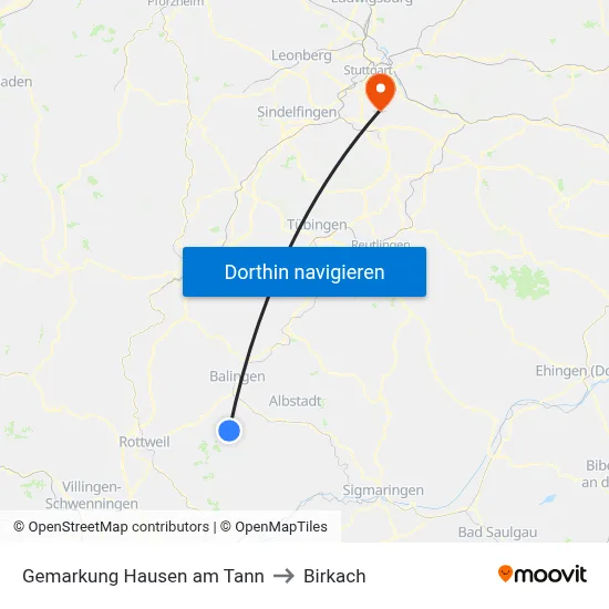 Gemarkung Hausen am Tann to Birkach map