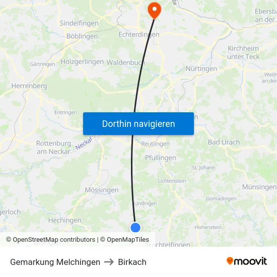 Gemarkung Melchingen to Birkach map