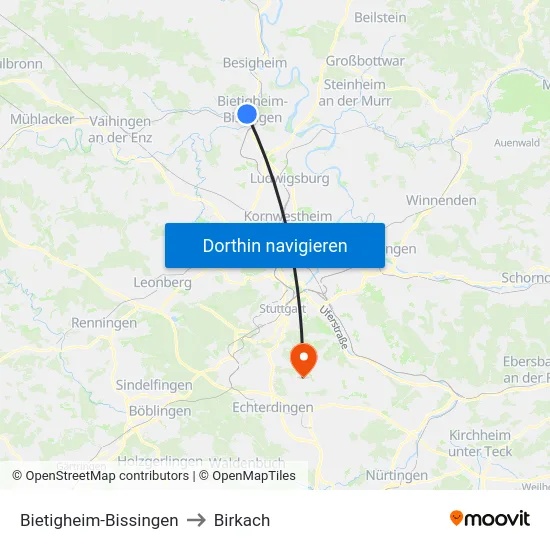 Bietigheim-Bissingen to Birkach map