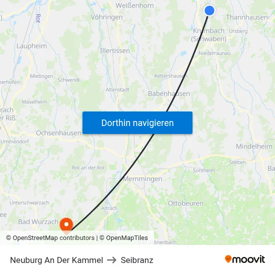 Neuburg An Der Kammel to Seibranz map