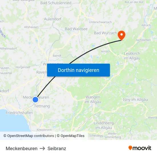 Meckenbeuren to Seibranz map