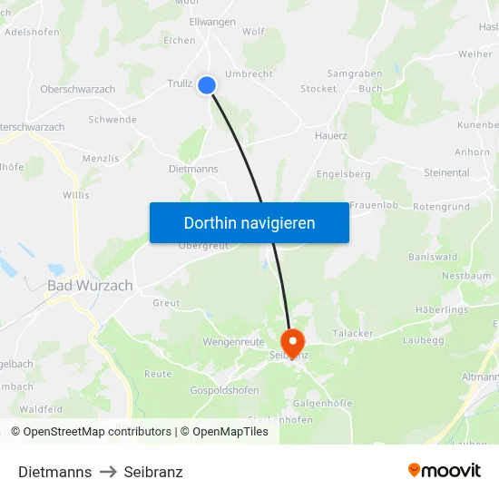 Dietmanns to Seibranz map