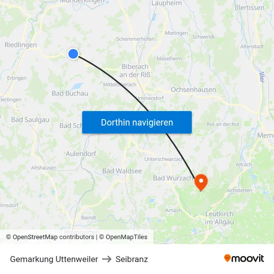 Gemarkung Uttenweiler to Seibranz map