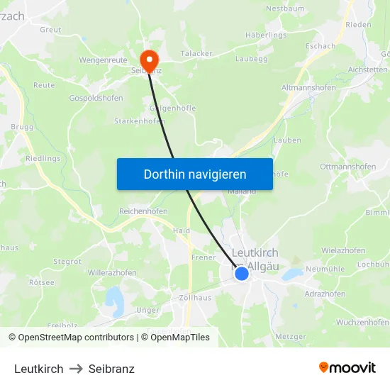 Leutkirch to Seibranz map
