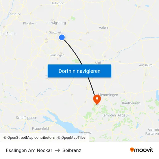 Esslingen Am Neckar to Seibranz map