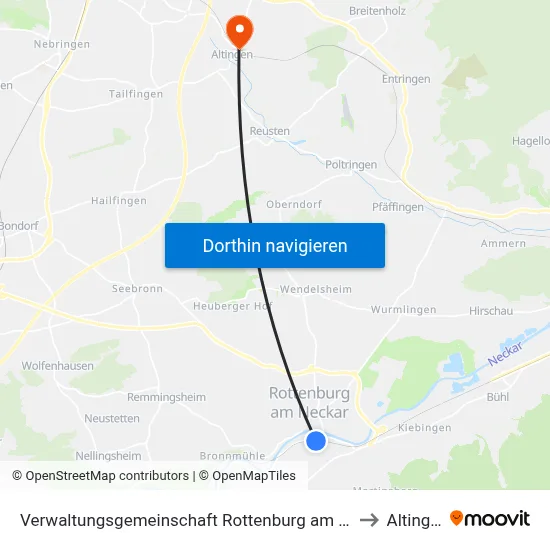 Verwaltungsgemeinschaft Rottenburg am Neckar to Altingen map