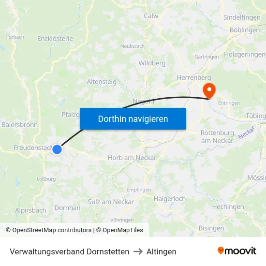 Verwaltungsverband Dornstetten to Altingen map