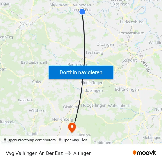 Vvg Vaihingen An Der Enz to Altingen map