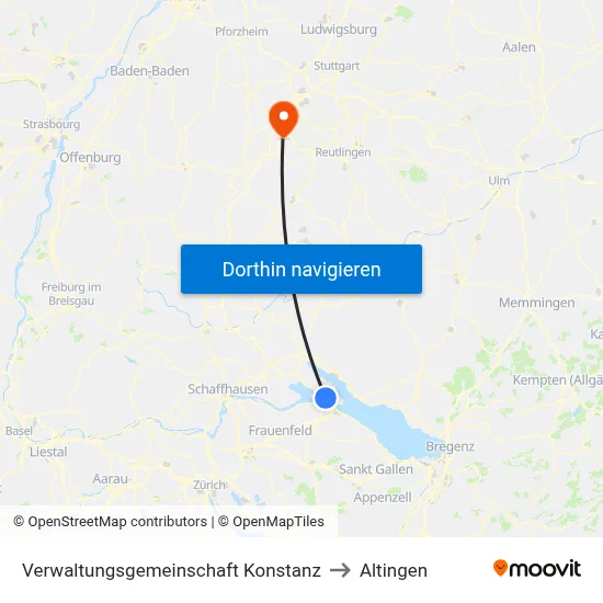 Verwaltungsgemeinschaft Konstanz to Altingen map