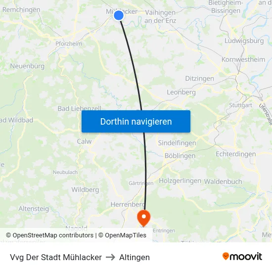Vvg Der Stadt Mühlacker to Altingen map