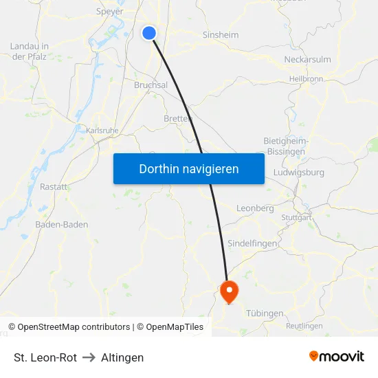 St. Leon-Rot to Altingen map