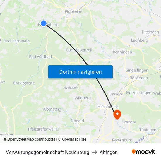 Verwaltungsgemeinschaft Neuenbürg to Altingen map