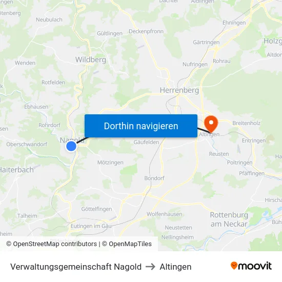 Verwaltungsgemeinschaft Nagold to Altingen map