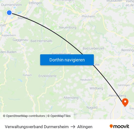 Verwaltungsverband Durmersheim to Altingen map
