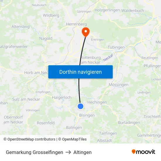 Gemarkung Grosselfingen to Altingen map