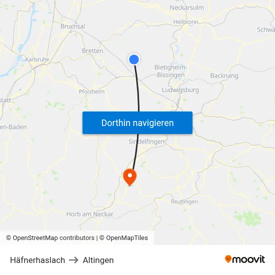 Häfnerhaslach to Altingen map